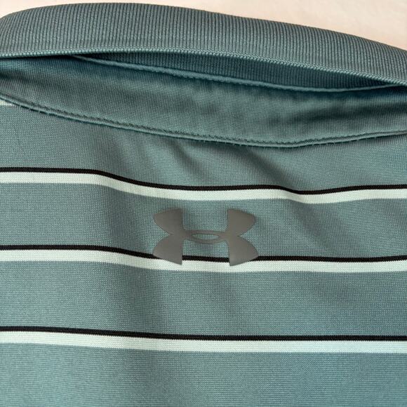 Under armour Mens loose polo.  Green with black stripes.  Size XL.  Golf tennis - Picture 2 of 6